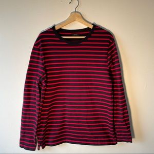 ZARA Navy and Red Striped Crewneck